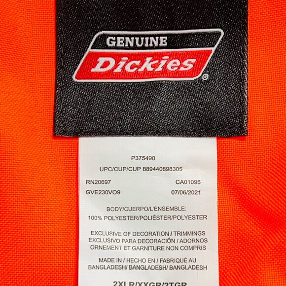 Genuine Dickies Men's High Visibility Reflective Orange Yellow Vest Size 2XL NWT - Picture 7 of 10